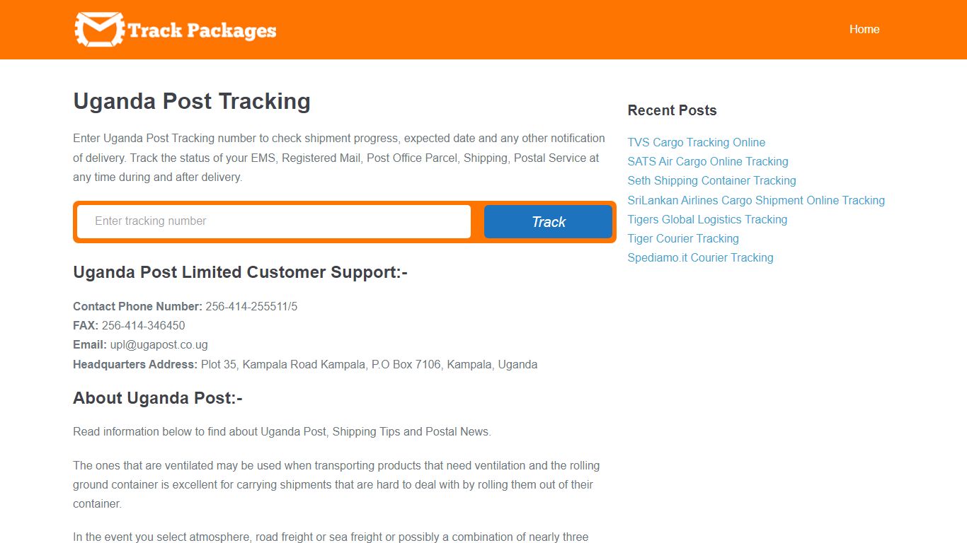 Uganda Post Tracking - Delivery Tracking
